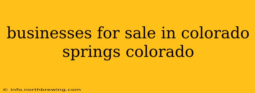 businesses for sale in colorado springs colorado