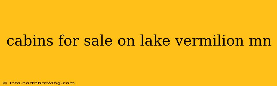 cabins for sale on lake vermilion mn