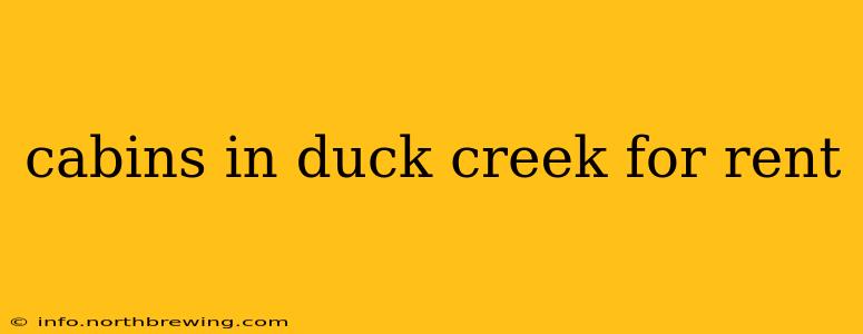 cabins in duck creek for rent