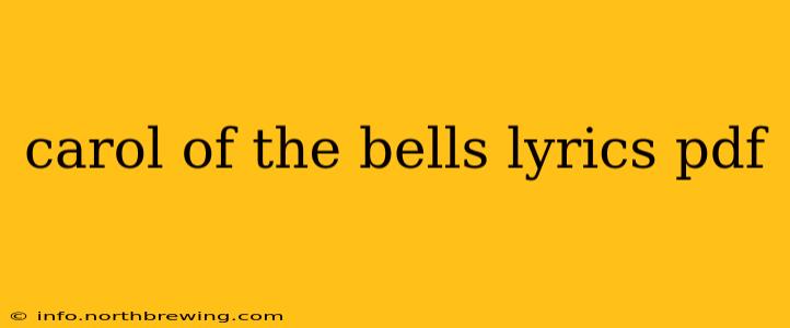 carol of the bells lyrics pdf