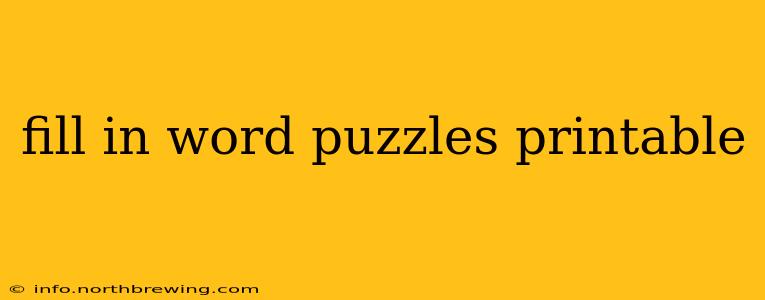 fill in word puzzles printable