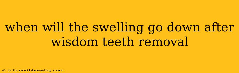 when will the swelling go down after wisdom teeth removal